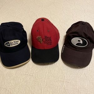 3 golf hats . Selling my collection . Over 100 golf hats .